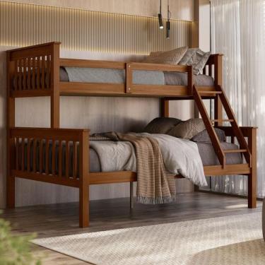 Imagem de Cama Beliche Woodstore Casal E Solteiro Em Madeira, Castanho