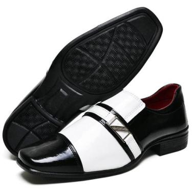 Imagem de Sapato Social Masculino Preto com Branco de Verniz - topflex, Preto, 3