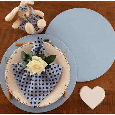 Imagem de 01 Capa de Sousplat Azul Bebê em Tecido com elástico para bases de mdf