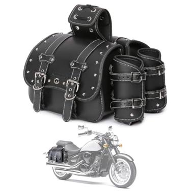 Imagem de Bolsas de couro de alta densidade para motocicletas - bolsas laterais com suporte de copo, Harley Sportster impermeável, bolsa de ferramentas lateral, bolsa de ferramentas de armazenamento para