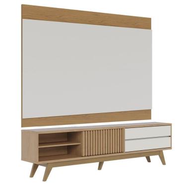 Imagem de Painel Para Tv 75 Pol Chile E Rack Bancada Itália C05 Freijó/off White Matte - Mpozenato