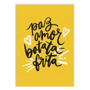 Imagem de Placa Decorativa Engraçado Cozinha Paz Amor Batata Frita Decoração Poster Quarto Sala