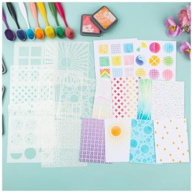 Imagem de Briartw 10 moldes de pintura, estêncil de plástico de 15 x 15 cm para fazer cartões, kit de estêncil reutilizável para pintura em madeira, parede, tecido, rocha, quadro-negro, placa, projetos de arte