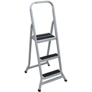 Imagem de Escada Leve e Forte Prata 3 Degraus - 013003 - AÇOMIX