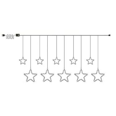 Imagem de Cordões de Luz Led Bivolt 8 Funções, Branco Quente e Pisca-Pisca(CASCATA ESTRELA BIVOLT 115LED)