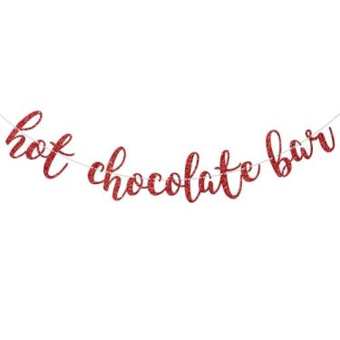 Imagem de Faixa de barra de chocolate quente, decorações de barra de cacau quente, placa de bar It's Cold Outside , decoração de festa de Natal, decorações de barra de chocolate quente de Natal, glitter