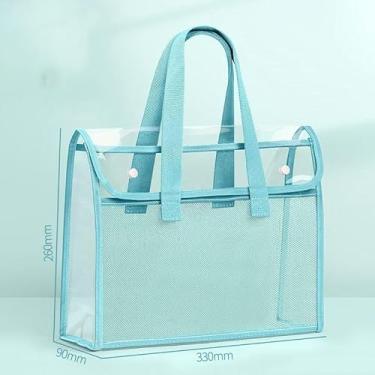 Imagem de Pasta Organizadora Portátil Estilo Bolsa com Duas Repartições, Design Expansível para Documentos A4, Arquivos e Itens de Escritório, Ideal para Trabalho, Viagens e Organização Diária (Azul)