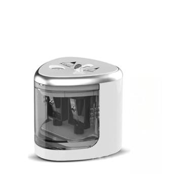 Imagem de Apontador Elétrico Automático para Lápis 6-12mm - Operado a Bateria, 2 Furos Multi-Funcional com Depósito de Lascas, Ideal para Escola e Escritório(skxbd-BRANCO,2 UNIDADE)
