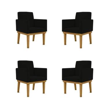 Imagem de Kit 04 Poltronas Courino Para Salão Recepção preto