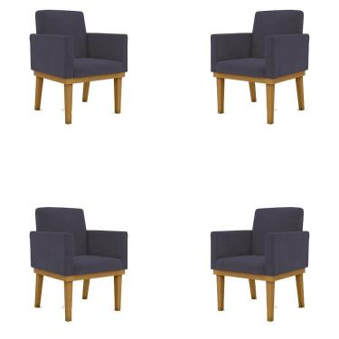 Imagem de Kit 04 Poltronas Reforçadas Courino Para SalãoRecepção Cor:courino Cinza