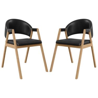 Imagem de Kit 2 Cadeiras Suellen Luxo Reforçada Mesa De Jantar Courino Preto