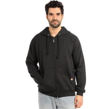 Imagem de Jaqueta Moletom Masculina Anistia Aberto Liso com Capuz Preto, Preto, 