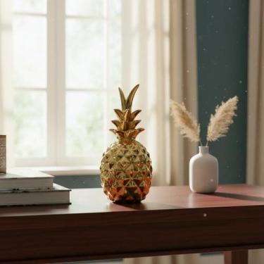 Imagem de Enfeite Abacaxi De 18cm Cerâmica Espelhada Decoração - Tenda