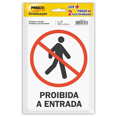 Imagem de Placa Adesiva para Sinalização Pimaco, Proibido Entrada e Uso de Celular, 14x19cm, 891743, 2 unidades