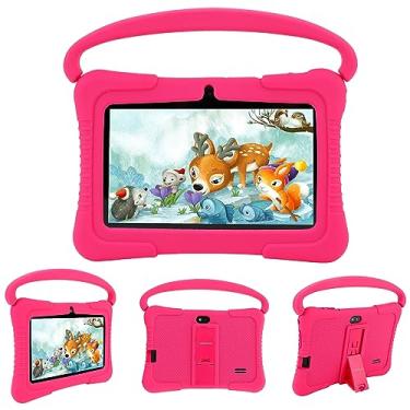 Imagem de Tablet infantil, tablet Veidoo 7 polegadas, Android Tablet PC, 1 GB de RAM 16 GB de ROM, tela de proteção ocular de segurança, Wi-Fi, Bluetooth, câmera dupla, educacional, jogos, aplicativo de controle parental, tablet com capa de silicone (rosa)