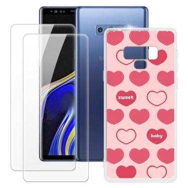Imagem de MILEGOO Capa para Samsung Galaxy Note 9 + 2 peças protetoras de tela de vidro temperado, capa de TPU de silicone macio à prova de choque para Samsung Galaxy Note 9 (6,4 polegadas)