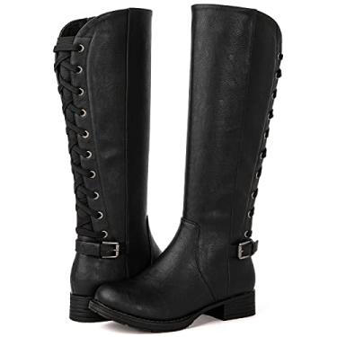 Imagem de GLOBALWIN Botas femininas acolchoadas na altura do joelho com tiras para mulheres, 21yy10 Preto 5, 38