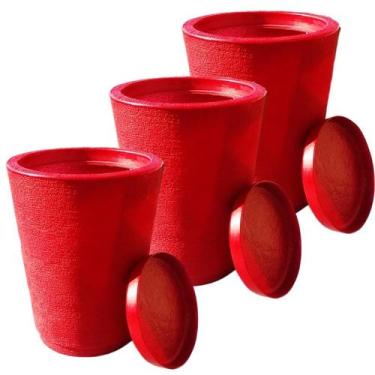 Imagem de Kit com 3 vasos colunas decorativas grafiato de luxo para casa e jardi