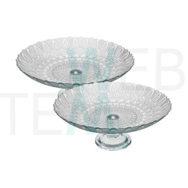 Imagem de Kit 2 Centros de Mesa Fruteira de Vidro com Pé Pluma Vitazza Decoração