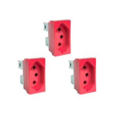 Imagem de Kit C/3 - Modulo Steck Linha Stella 1 Tomada 20A. Vermelh...