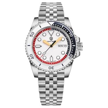 Imagem de Relógio de pulso masculino Pagani Design automático NH35 mecânico 100 m à prova d'água aço inoxidável vidro safira vidro iate PD-1651, Jubileu, branco, Japonês