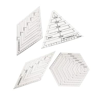 Imagem de Bordado, réguas acolchoadas, modelos de retalhos, hexágono triangular transparente 60 45 graus para costura, rodapés, artesanato, faça você mesmo, 4 peças