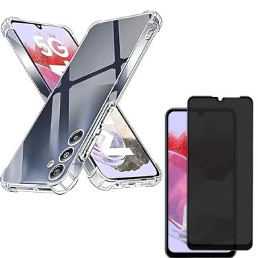 Imagem de Capa Capinha Anti Impacto + Película Privacidade 3D Para Galaxy M34Tela De 6,5 Polegadas - (Bluepink)