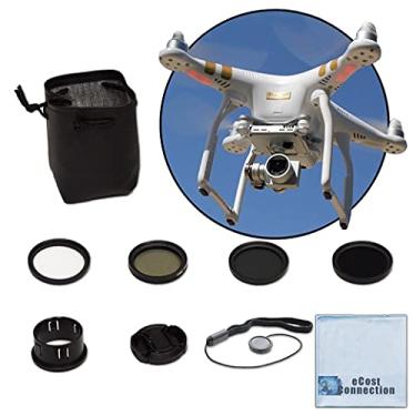 Imagem de Kit de filtro de 37 mm para drone DJI Phantom série 3. O kit inclui: CPL, ND4, ND8, UV, tampa de lente, protetor de tampa + pano de microfibra eCostConnection