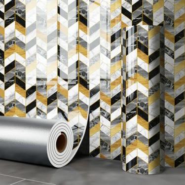 Imagem de Papel de parede dourado imitação de azulejo mármore efeito de mármore autoadesivo papel de parede impermeável para paredes de cozinha e banheiro quadrado 40 * 300 cm