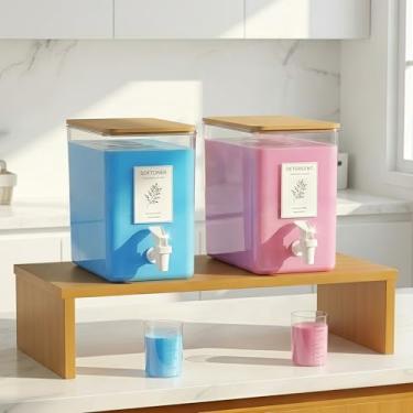 Imagem de RoleDes Conjunto de dispensador de detergente para roupas, dispensadores de sabão líquido para roupas para detergente e amaciante de tecido, 2 recipientes recarregáveis de 2,72 g com suporte para