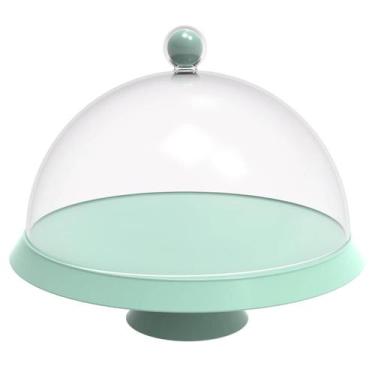 Imagem de Porta Bolo com Cúpula e Pé 30cm Verde Menta Bubble Crippa Boleira Tort