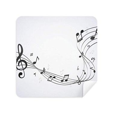 Imagem de Flappg Black Music Notes Branco Pano de Limpeza de Tela Tecido Camurça 2 peças