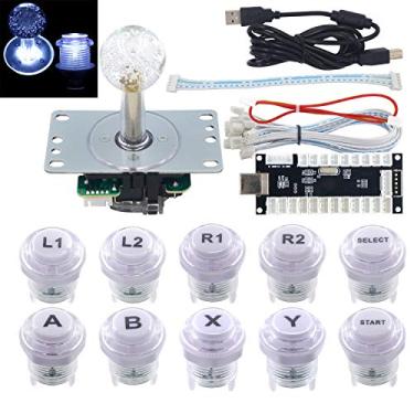 Imagem de SJ@JX Arcade Game Kit de LED DIY Interruptor de Teclado Mecânico Arcade Botão LED Joystick Controlador Zero Delay Codificador USB para PC MAME Retropie Jamma