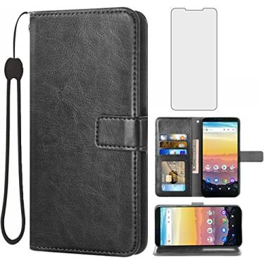 Imagem de Asuwish Compatível com Cricket Vision 3/Debut/AT&T Calypso 1 2 Capa carteira protetora de tela de vidro temperado e suporte de cartão de couro para celular sem fio 4G LTE U318AA U319AA feminino