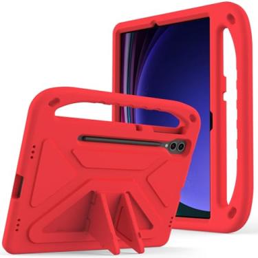 Imagem de Estojo protetor Capa infantil compatível com Samsung Galaxy Tab S9 Plus 12,4" 2023 X810/X816B/X818U, alça leve à prova de choque, capa protetora adequada para crianças Capa(Size:Rojo)