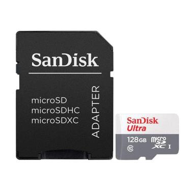 Imagem de Cartão De Memória Micro Sd Sandisk Ultra 128gb, Classe 10, C/adaptador - Sdsqunr-128g-gn3ma