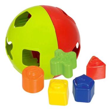 Imagem de Brinquedo Bola Didática Encaixar Formas Geométricas Educativa Bebê Men