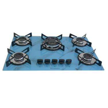 Imagem de Fogão Cooktop Chapa 5bocas Tripla Chama 127/220v Marmorizado - Chamala