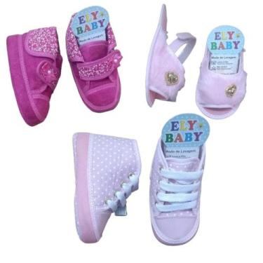 Imagem de Lote com 3 pares de botinhas menina número 16 - Ely Baby