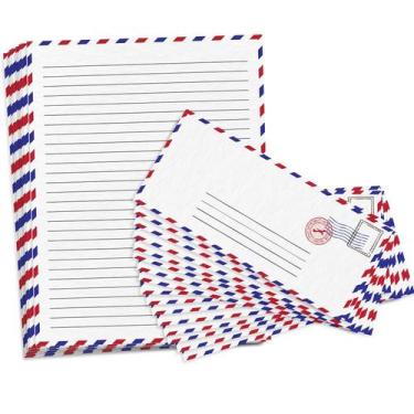 Imagem de Conjunto de Papelaria Vintage ArtCreativity Airmail - 100 Folhas com E