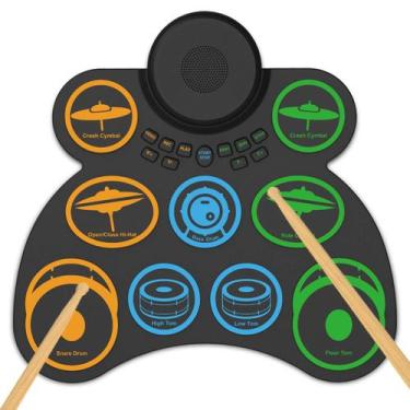 Imagem de Conjunto de Bateria Eletrônica Roll-Up SIMEAGO - 9 Pads com Alto-Falan