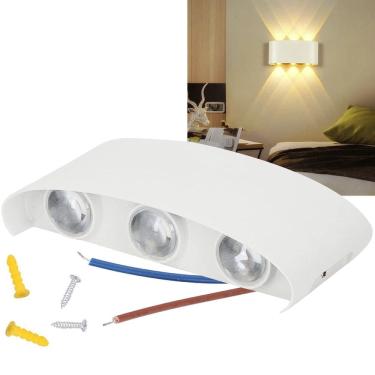 Imagem de Arandela Parede Meia Lua Luminaria 6w 6 Fachos Iluminaçao Casa Muro Predio Garagem Varanda Quintal Jardim Segurança