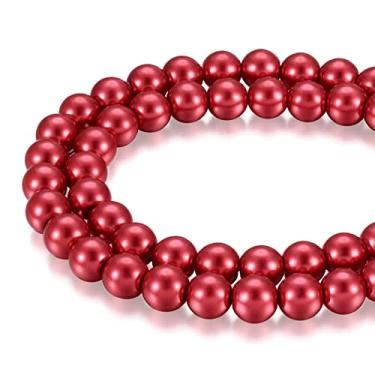 Imagem de Elecrelive 1 fio de contas de pérolas de vidro para fabricação de joias, contas espaçadoras redondas peroladas de 8 mm, 105 peças para pulseira, colar, brinco, decoração de festa de casamento, tijolo