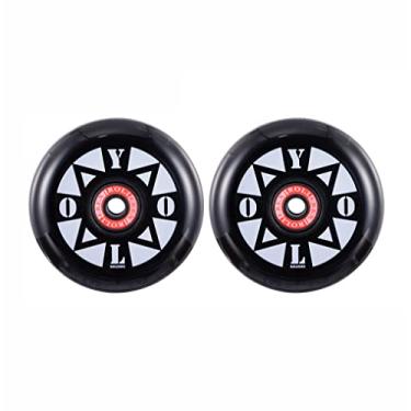 Imagem de Rollerex YOLO Rodas de skate em linha – Pacote com 2 (rolamentos, espaçadores e arruelas opcionais) - Rodas de substituição duráveis para patinação interna e externa