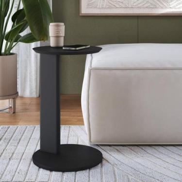 Imagem de Mesa Lateral Apoio Sofá Orgânica Chanfrado Pé Madeira Complementos - A