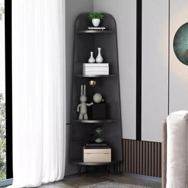 Imagem de Estante De Chão Prateleira De Armazenamento De Canto 4 Camadas 170 Cm De Altura Triângulo Canto Prateleira De Flores Prateleiras De Canto Em Pé Para Organizar Itens De, Dark Grey, One Size