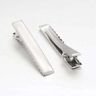 Imagem de 50 peças de grampos de cabelo jacaré de ferro achados de metal de dente único grampos de crocodilo presilhas para laços de cabelo acessório estilo de cabeleireiro, 46 mm de comprimento