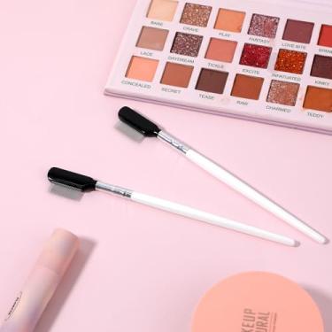 Imagem de Pente de cílios de metal, pacote com 2 pentes profissionais para sobrancelhas com escova de dentes de aço inoxidável, ferramenta separadora de cílios, pincéis de cuidados para sobrancelhas, ferramenta