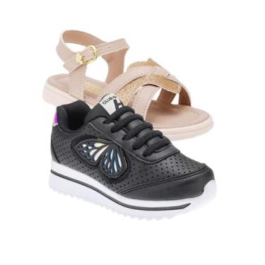 Imagem de Tenis Escolar e Sandalia de Menina - KIT 2 PARES Tam 24 ao 34 - Sapati