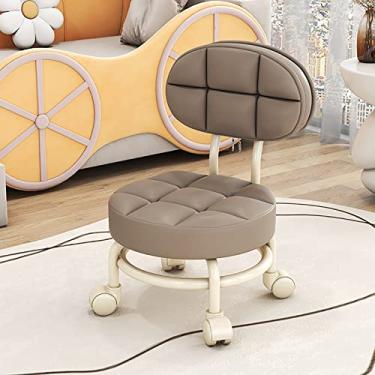 Imagem de BSNANCA Banqueta cosmética com rolamento, assento baixo de rolo, banquinho baixo com rolamento, rodas redondas com rolamento, banqueta rolante, almofada (L) (F) (E)